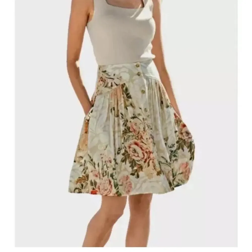 Peruvian Connection Leilani Pleated Floral Skirt Size 4